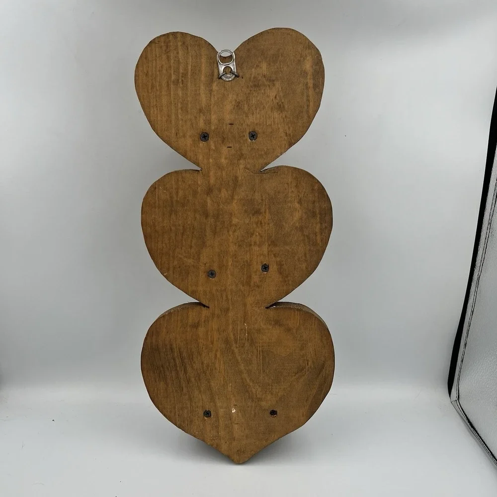 Vintage 3 Tier Wooden Handmade Heart Shaped Wall Shelf  Cottagecore Granny
